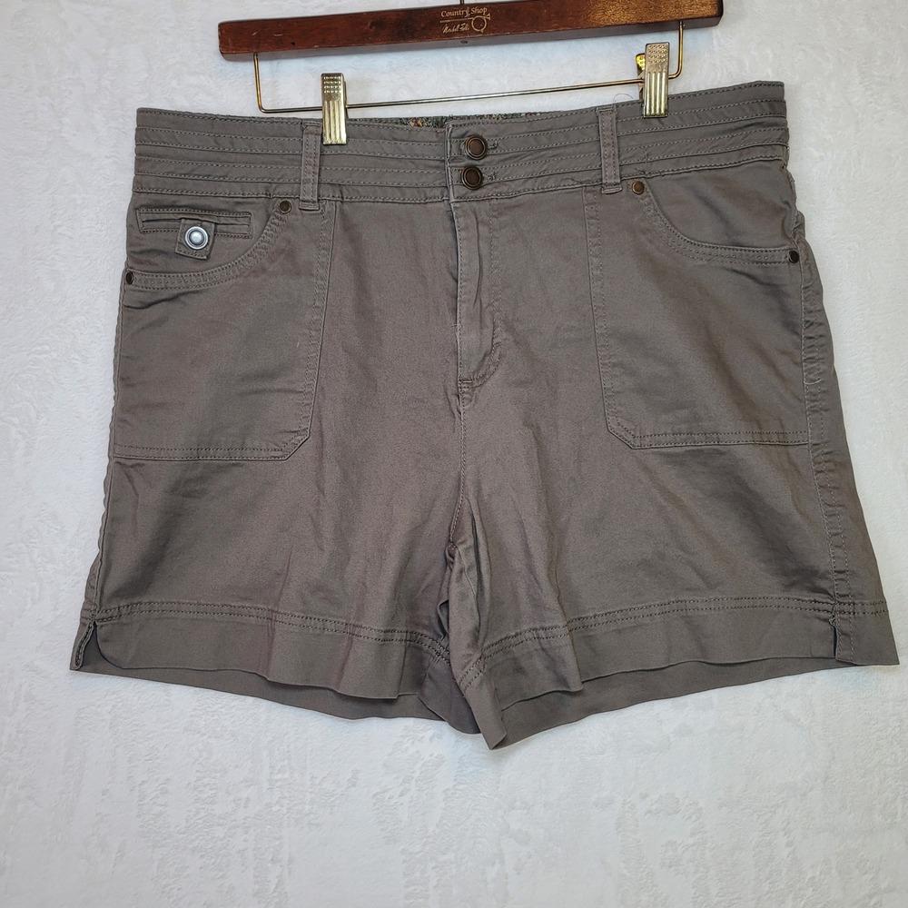 Cotton‎ Utility Casual Safari Shorts Mocha Vacation Beach Sz 16 High Rise Summer